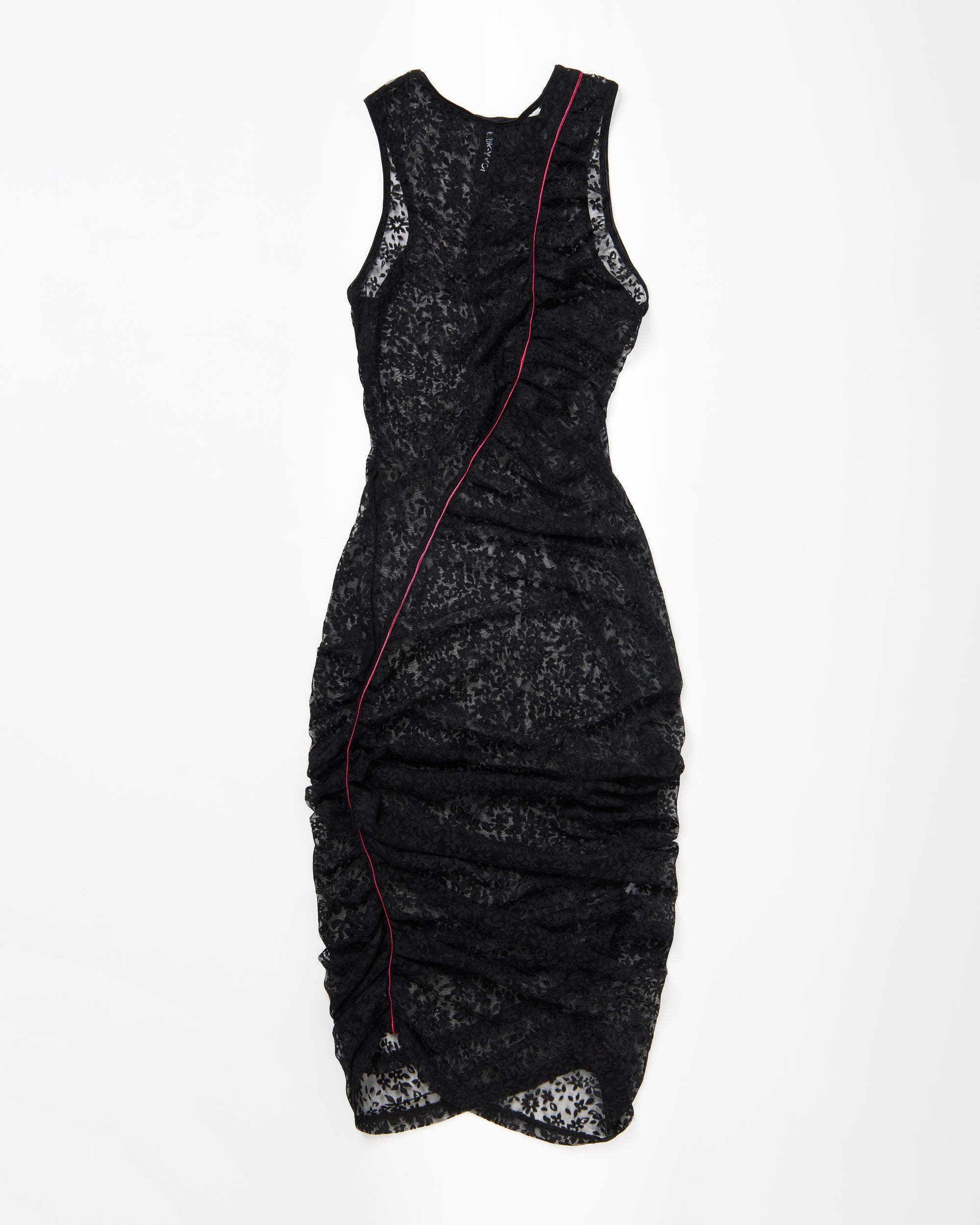 Black Pansy Piped Mesh Dress