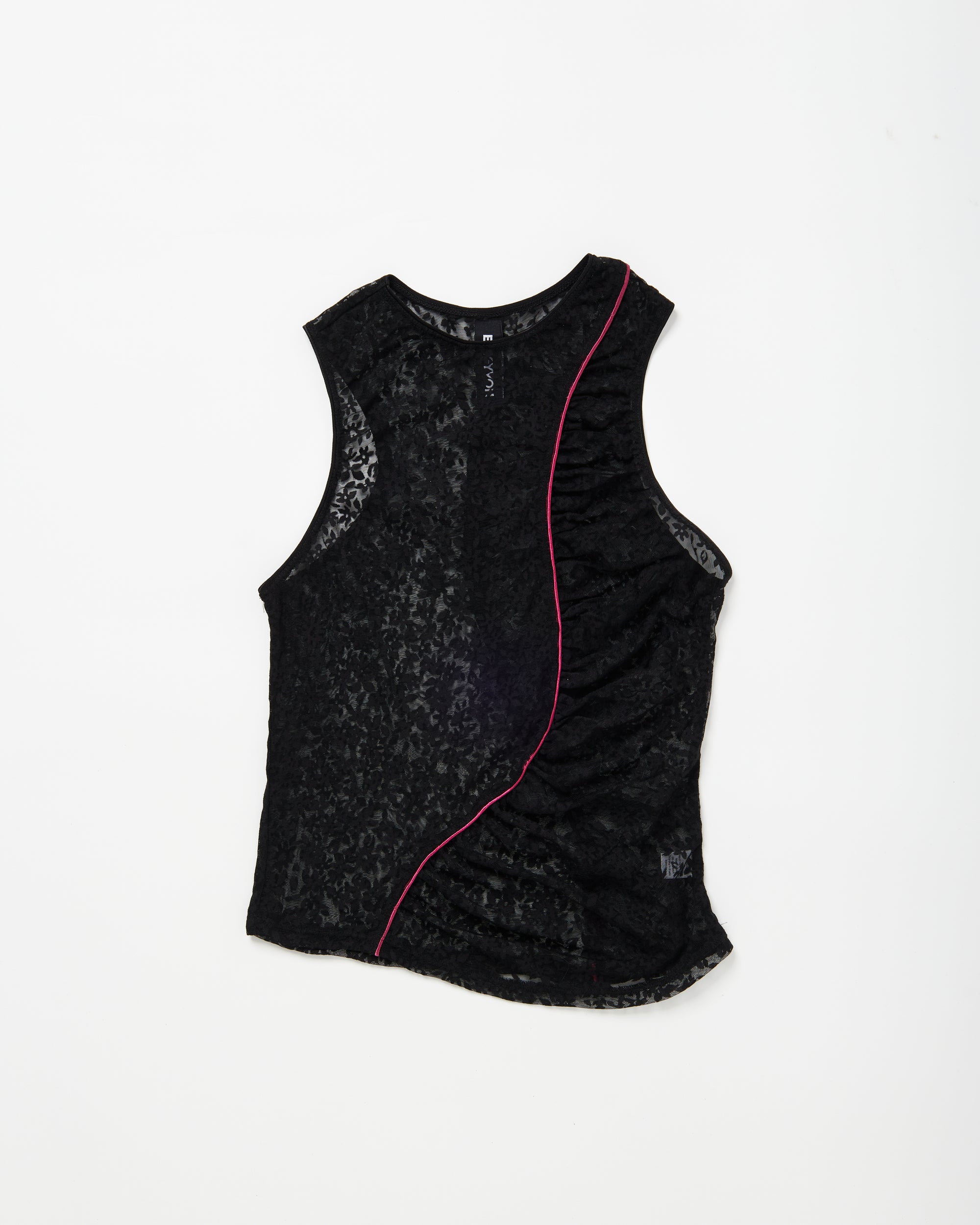 Black Pansy Piped Mesh Tank