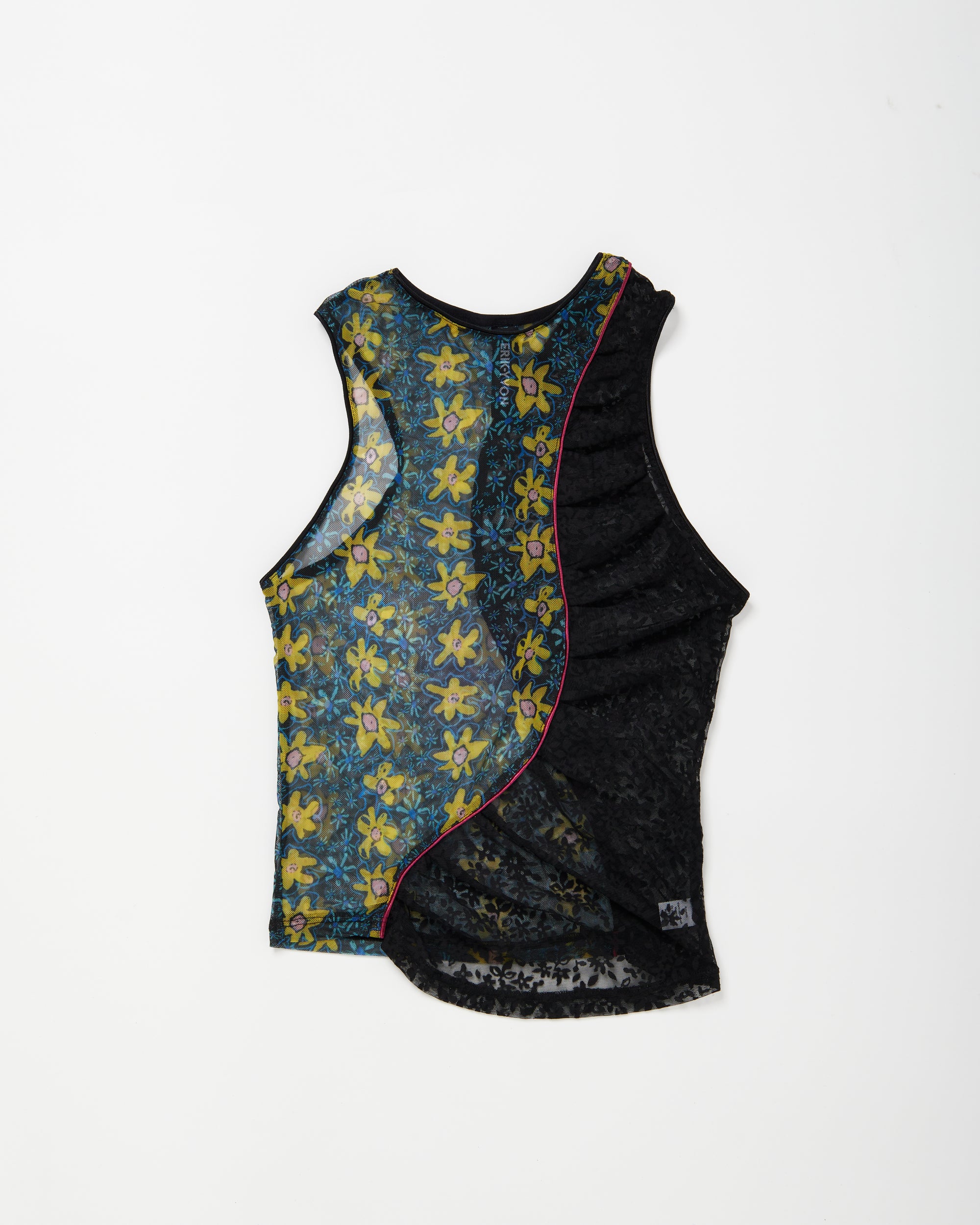 Yellow Pansy Piped Mesh Tank