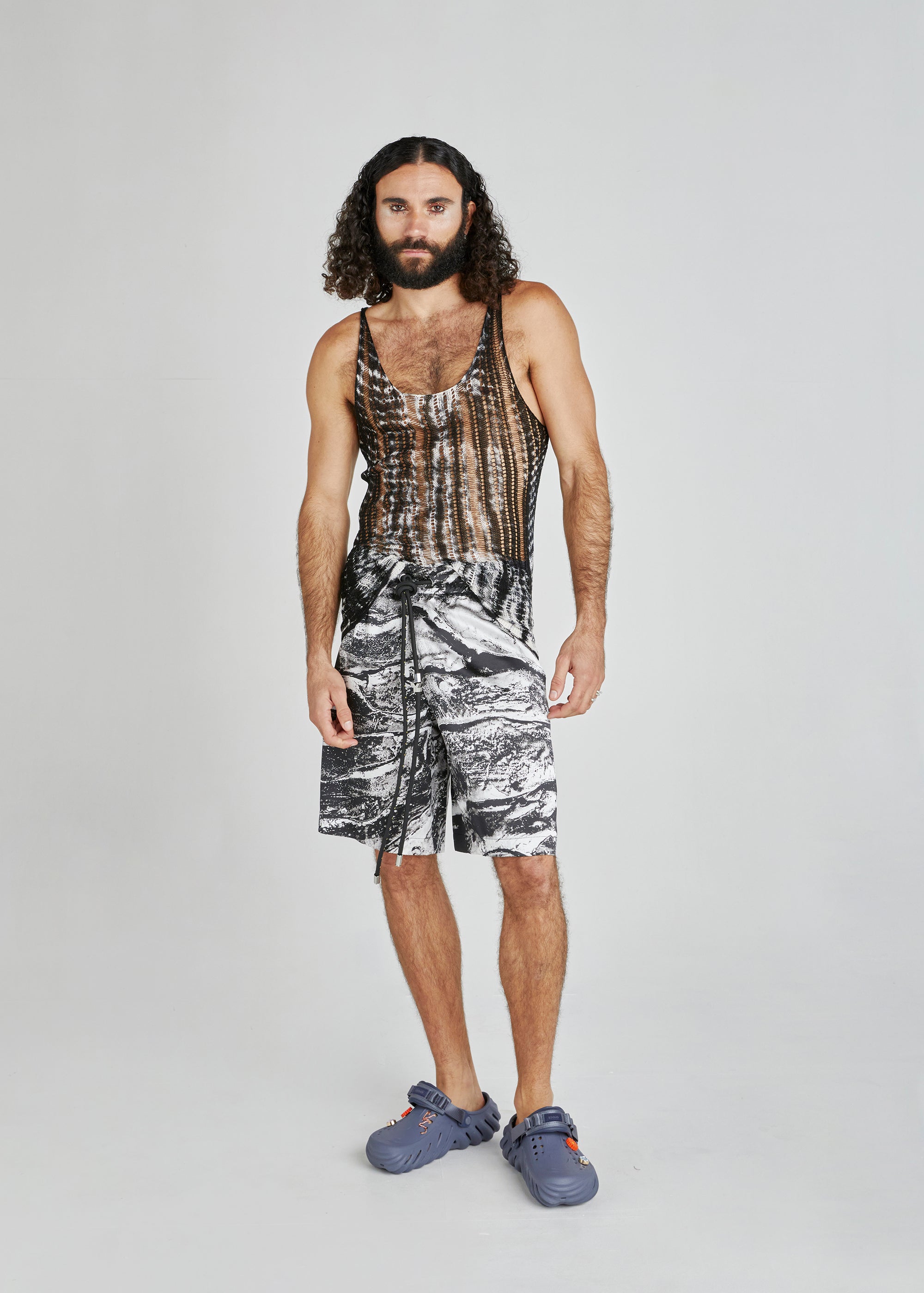 Black Lavastone Crochet Tank