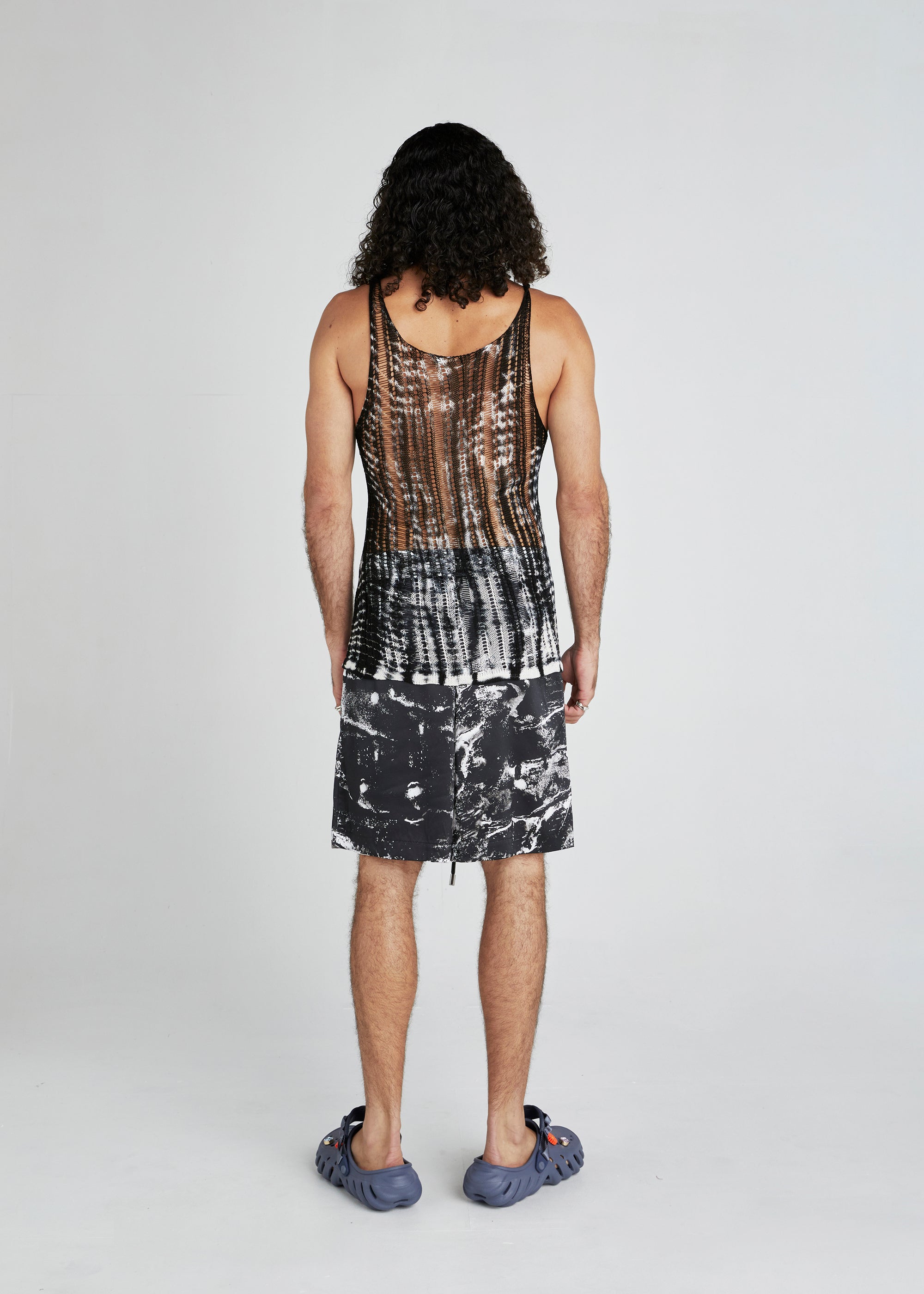 Black Lavastone Crochet Tank