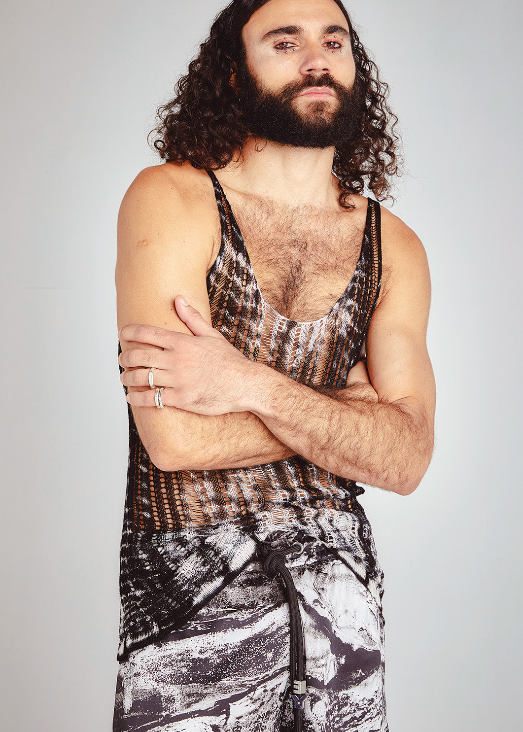Black Lavastone Crochet Tank
