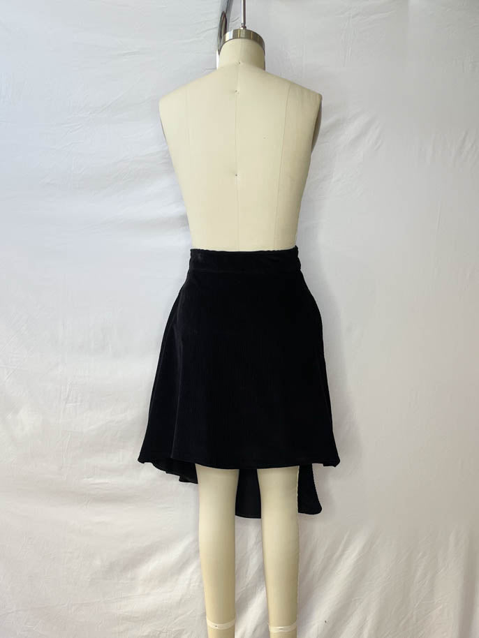 Corduroy Wrap Skirt - Black